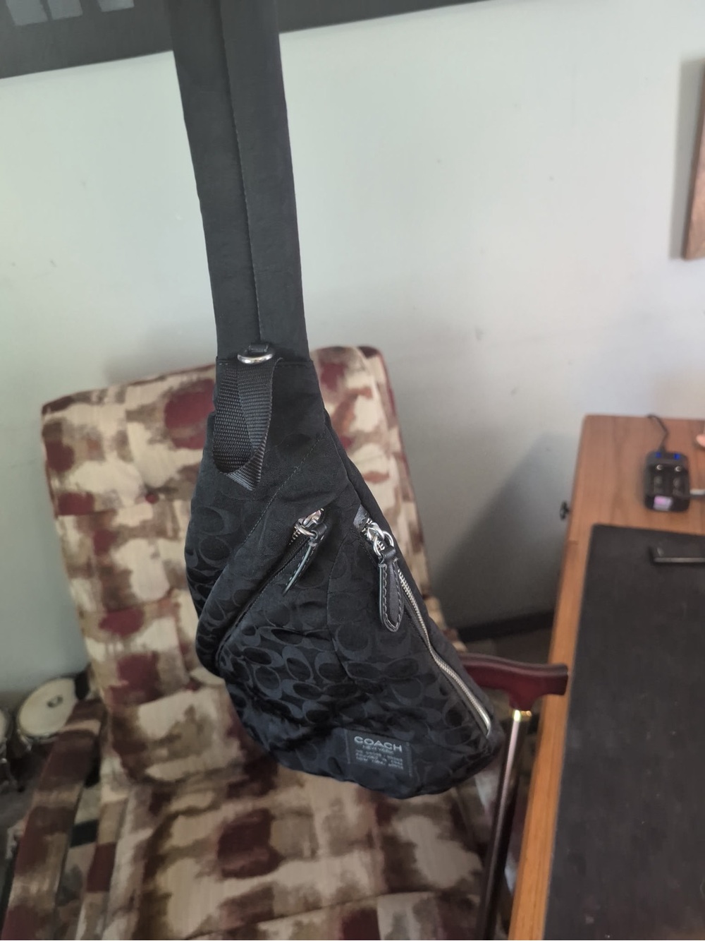 Coach Black Signature Monogram Sling Belt Bag